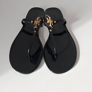 Tory Burch Mini Miller Flat Thong Sandals Color: Perfect Black / Gold Size 10